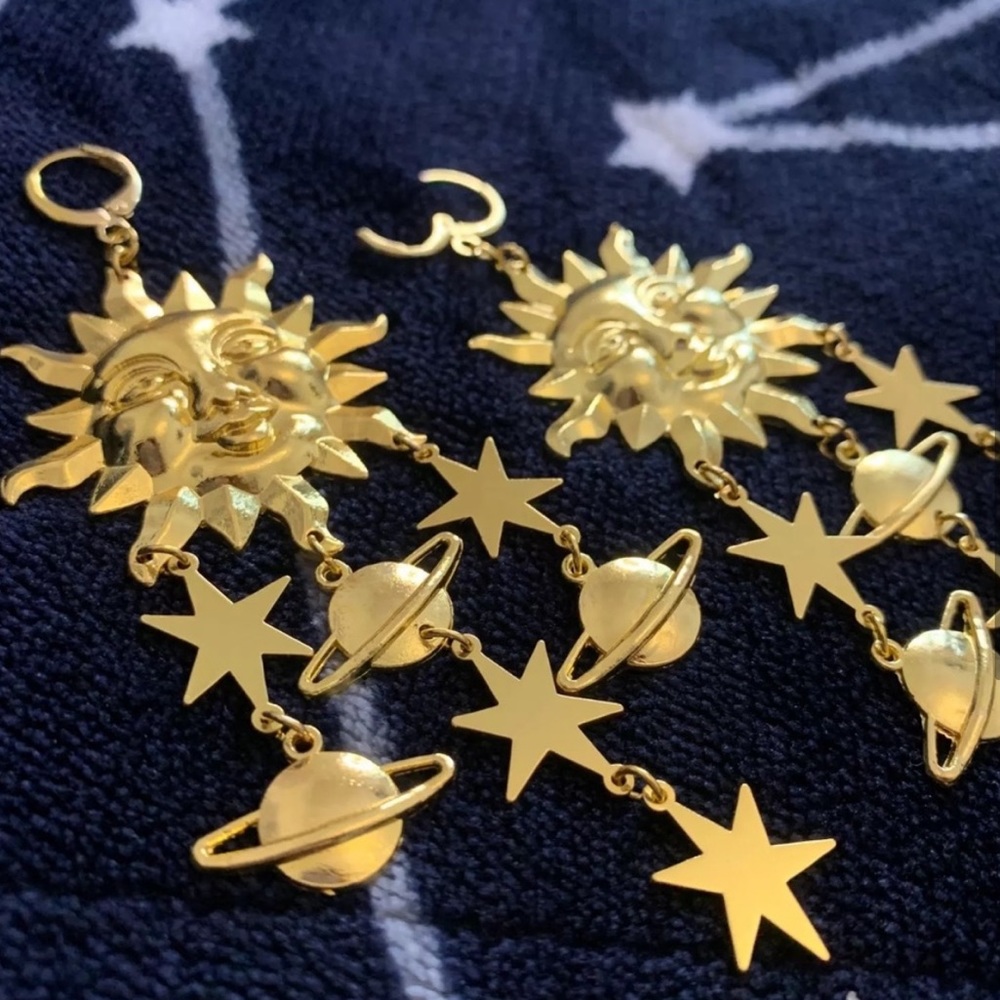 Sun and Star Celestial Galaxy Earrings